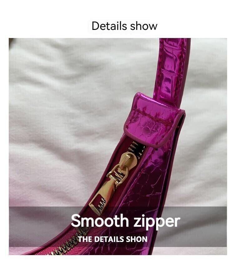 Women Fashion Trendy Bright Surface Crocodile Stripe Armpit Shoulder Bag