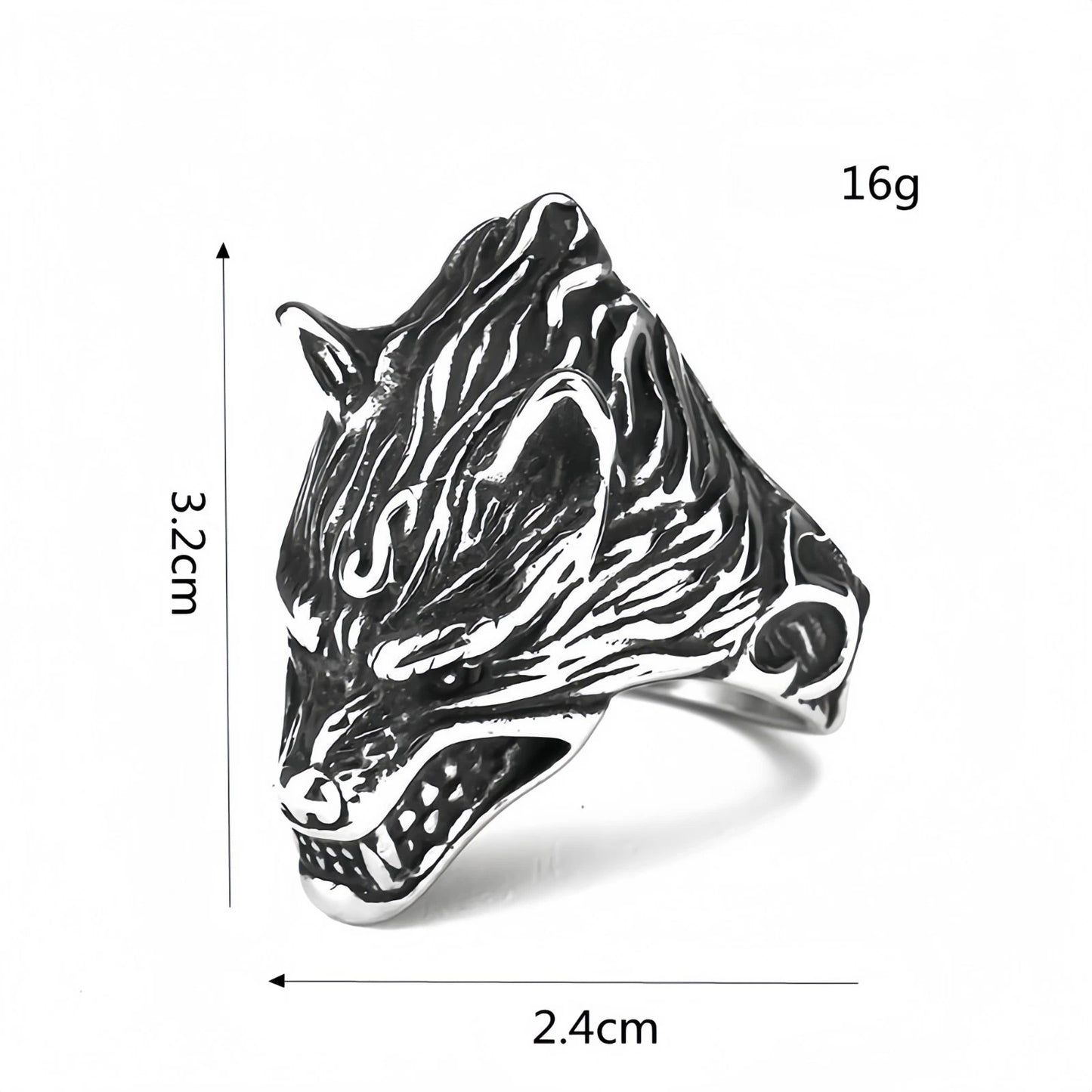 Men Fierce Wolf Head Ring Gothic Animal Totem Punk Norse Viking Band Biker Gift # R253