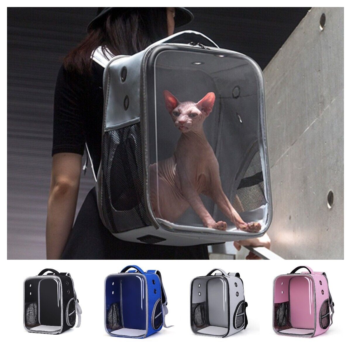 Pet Outdoor Breathable Foldable Clear Large Space Backpack Handheld Shoulder Bag