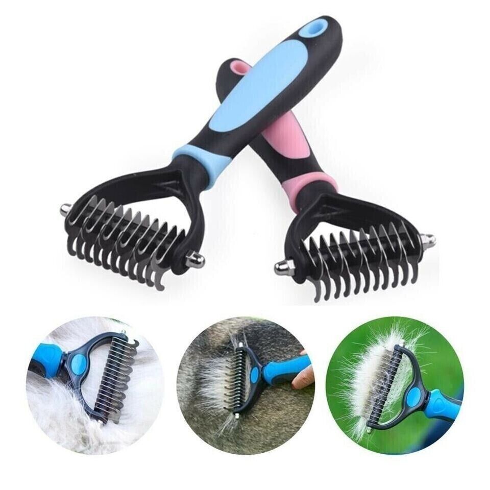 Pet Double-Sid Grooming Comb Brush Undercoat Rake Dematting Trimmer Dog Cat Tool