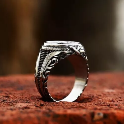 Men Silver Tone Nordic Viking Sun Wheel Signet Ring Norse SpiralAmulet Symbol of Strength & Protection # R328
