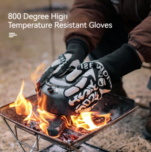 800 Degree High Temperature Resistance Silicone Outdoor BBQ Thickened Gloves