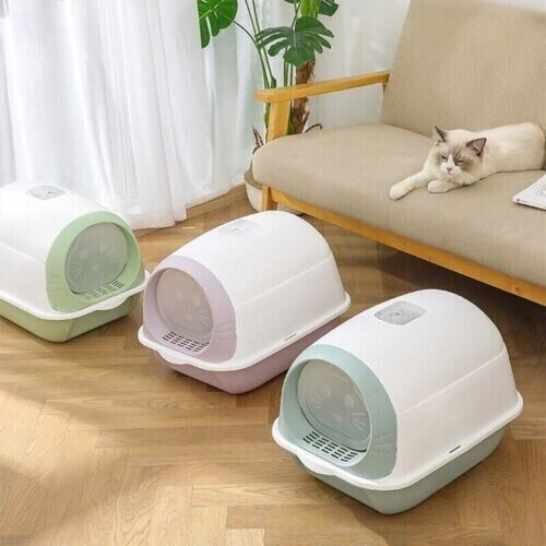 Fully Enclosed Anti-odor Anti-splash Cat Toilet Hooded Cat Litter Box Tray