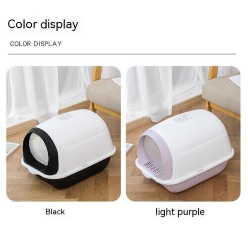 Fully Enclosed Anti-odor Anti-splash Cat Toilet Hooded Cat Litter Box Tray