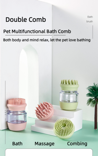 Pet Double Comb Massage Cleaning Comb Bath Brush Cat And Dog Silicone Comb