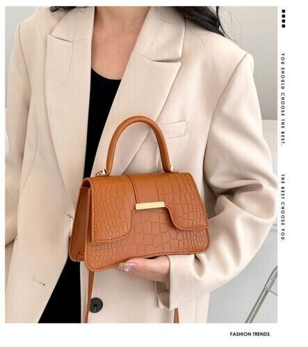 Women's Fashion Crocodile Stripe Simple Handbag Shoulder Bag Crossbody Bag