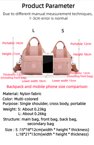 Women's Waterproof Fashion One Shoulder Bag Nylon Crossbody Bag Casual Bag