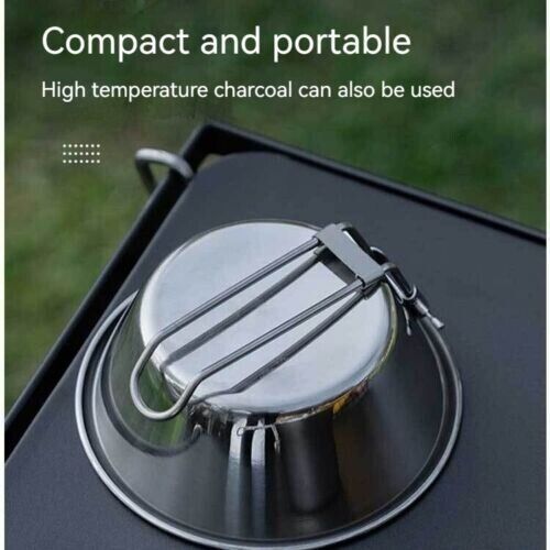 Camping Noodle Bowl Foldable Stainless Steel Hanging Cookware 300ml Outdoor