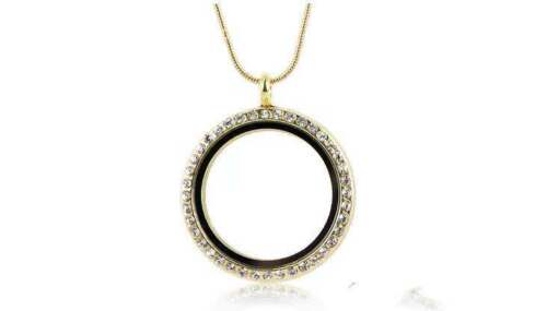 FASHION Living Memory Floating Charm Crystal Glass Round Locket Pendant Necklace