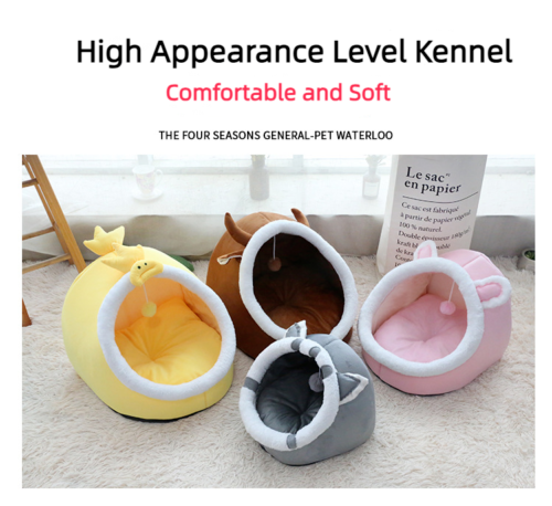 Universal Pet Bed Windproof Warm Cushion Cartoon Shape Cat Dog House 3 Sizes