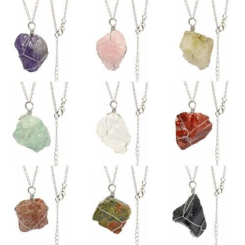 Fashion Irregular Crystal Pendant Hand-wound Wire Gold Silver Chain Necklace