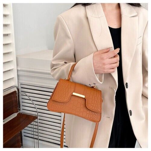 Women's Fashion Crocodile Stripe Simple Handbag Shoulder Bag Crossbody Bag