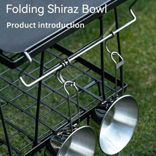 Camping Noodle Bowl Foldable Stainless Steel Hanging Cookware 300ml Outdoor