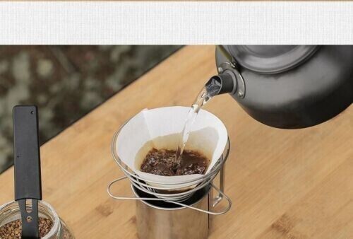 Outdoor Camping Stainless Coffee Drip Rack Holder Folding Funnel Spring Type