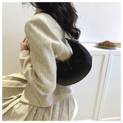 Women's Crocodile Stripe Double Zipper Fashion Personality Underarm Shoulder Bag