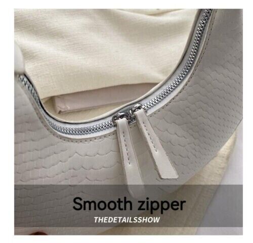 Women's Crocodile Stripe Double Zipper Fashion Personality Underarm Shoulder Bag