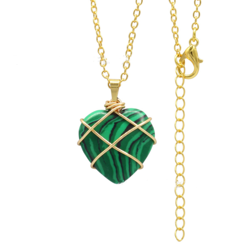 Women Winding Heart Shape Crystal Pendant Fashion Colored Gemstones Necklace