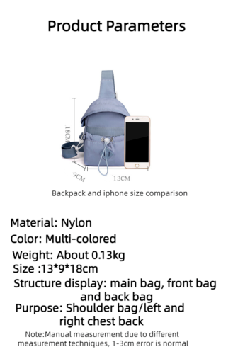 Waterproof Nylon Crossbody Lightweight Chest Bag Portable Single Shoulder Bag