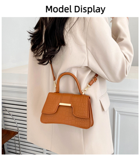 Women's Fashion Crocodile Stripe Simple Handbag Shoulder Bag Crossbody Bag