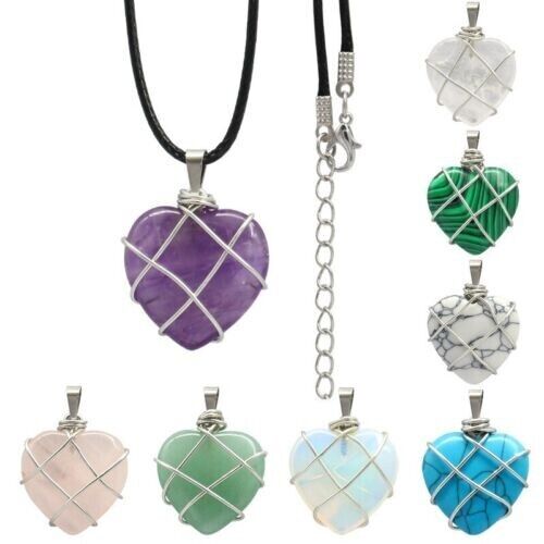 Women Winding Heart Shape Crystal Pendant Fashion Colored Gemstones Necklace
