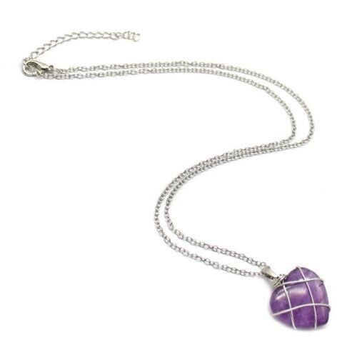 Women Winding Heart Shape Crystal Pendant Fashion Colored Gemstones Necklace
