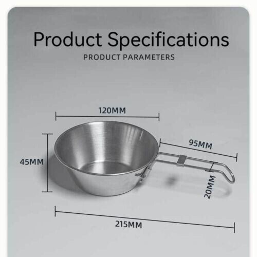 Camping Noodle Bowl Foldable Stainless Steel Hanging Cookware 300ml Outdoor