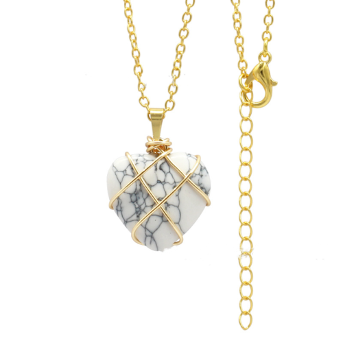 Women Winding Heart Shape Crystal Pendant Fashion Colored Gemstones Necklace