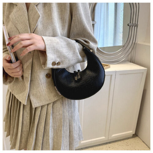 Women's Crocodile Stripe Double Zipper Fashion Personality Underarm Shoulder Bag