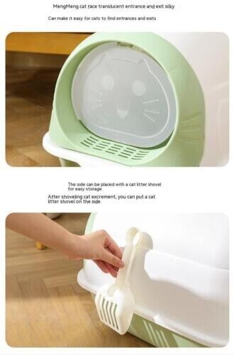 Fully Enclosed Anti-odor Anti-splash Cat Toilet Hooded Cat Litter Box Tray