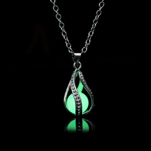 Fashion Luminous Spiral Can Open Hollowed Out Necklace Moonstone Pearl Pendant