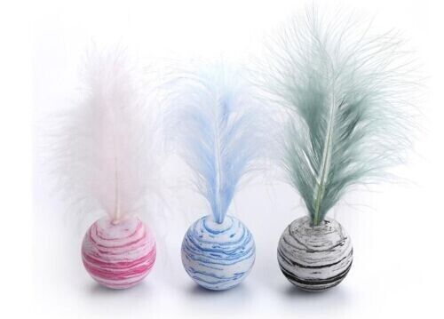 Pet Starry With Feather Toy Ball Toss Cat Interactive Play Relieve Boredom