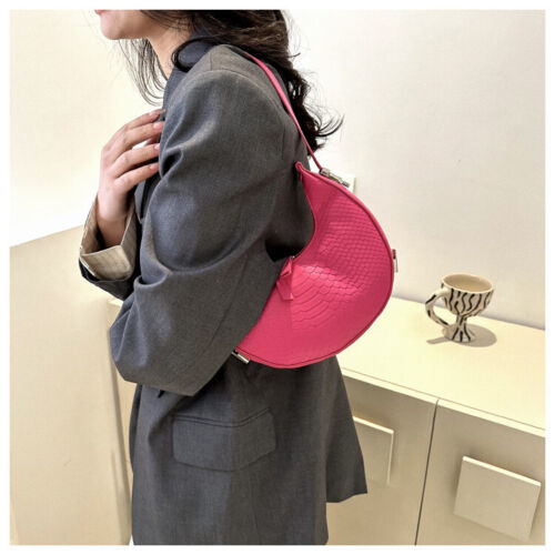 Women's Crocodile Stripe Double Zipper Fashion Personality Underarm Shoulder Bag