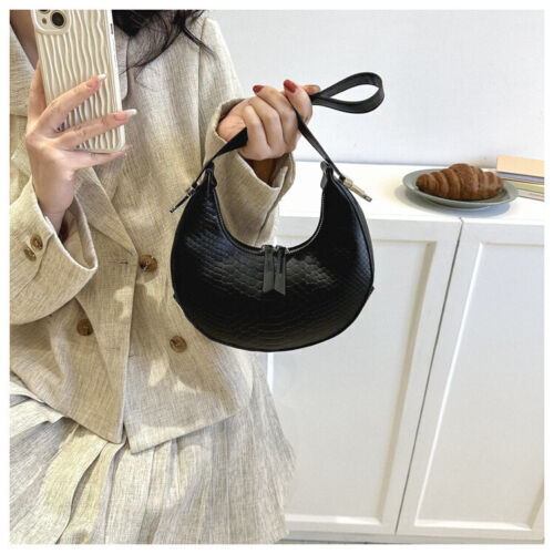 Women's Crocodile Stripe Double Zipper Fashion Personality Underarm Shoulder Bag