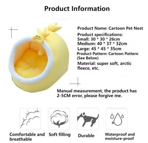 Universal Pet Bed Windproof Warm Cushion Cartoon Shape Cat Dog House 3 Sizes