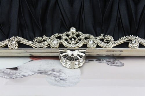 Women Satin Wedding Party Bag Bridal Cocktail Prom Pleated Dinner Evening Clutch