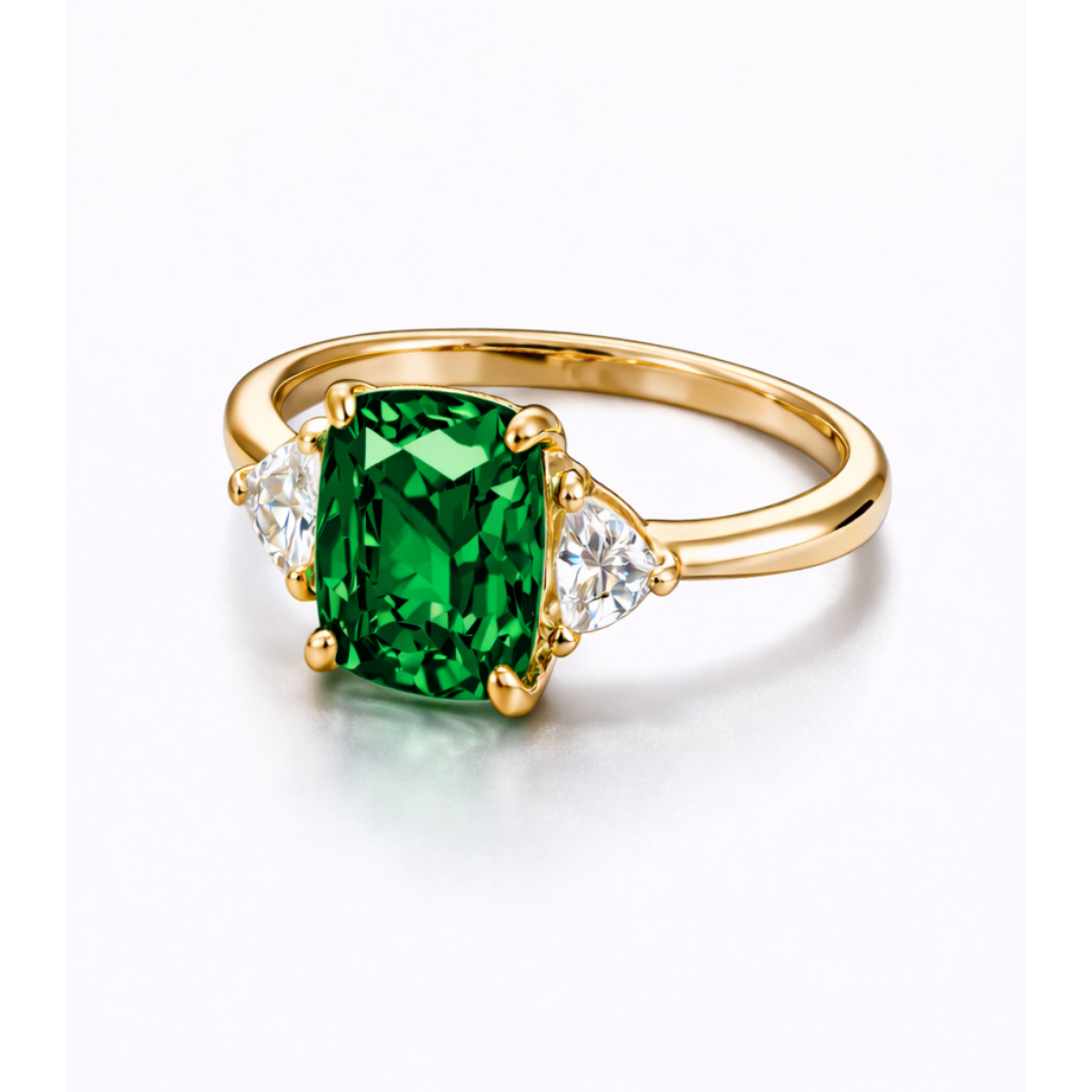 Women Gold Tone Cushion Cut Zircon Rings Green Blue Red Pink & FREE LED Gift Box # R228