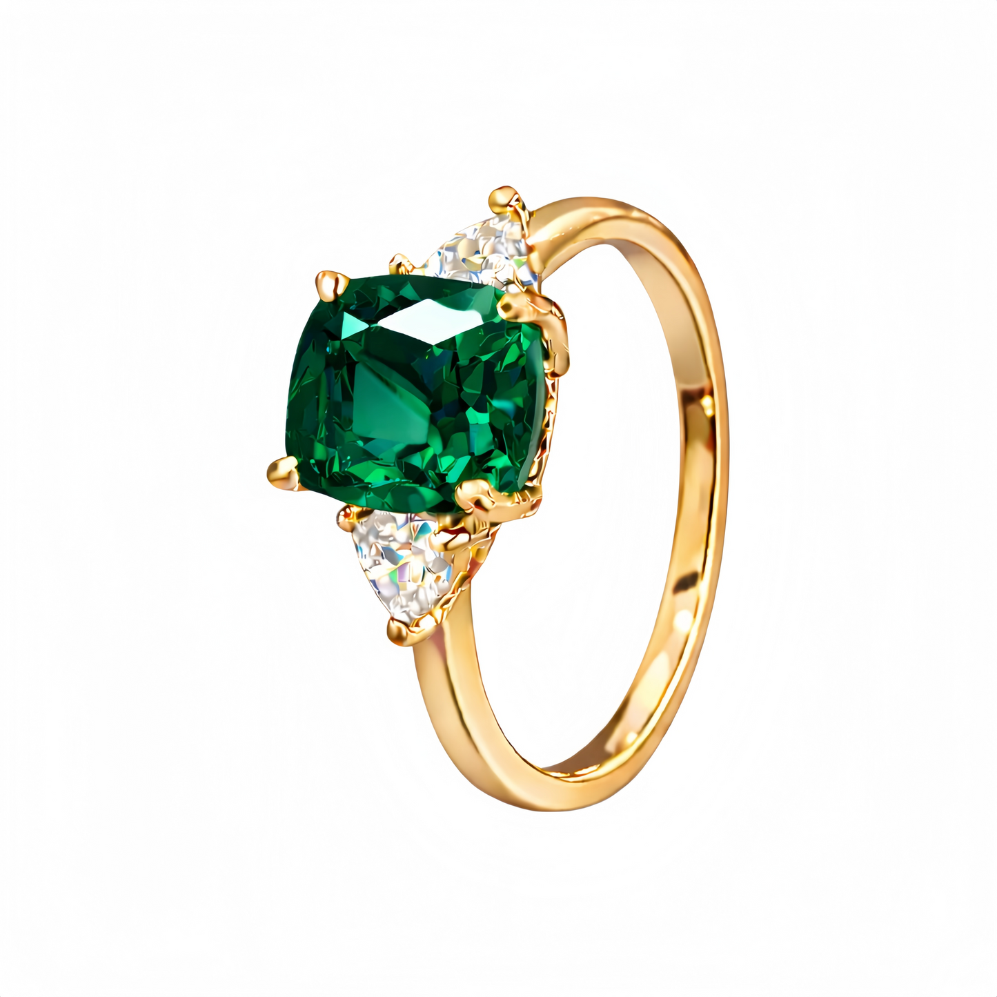 Women Gold Tone Cushion Cut Zircon Rings Green Blue Red Pink & FREE LED Gift Box # R228