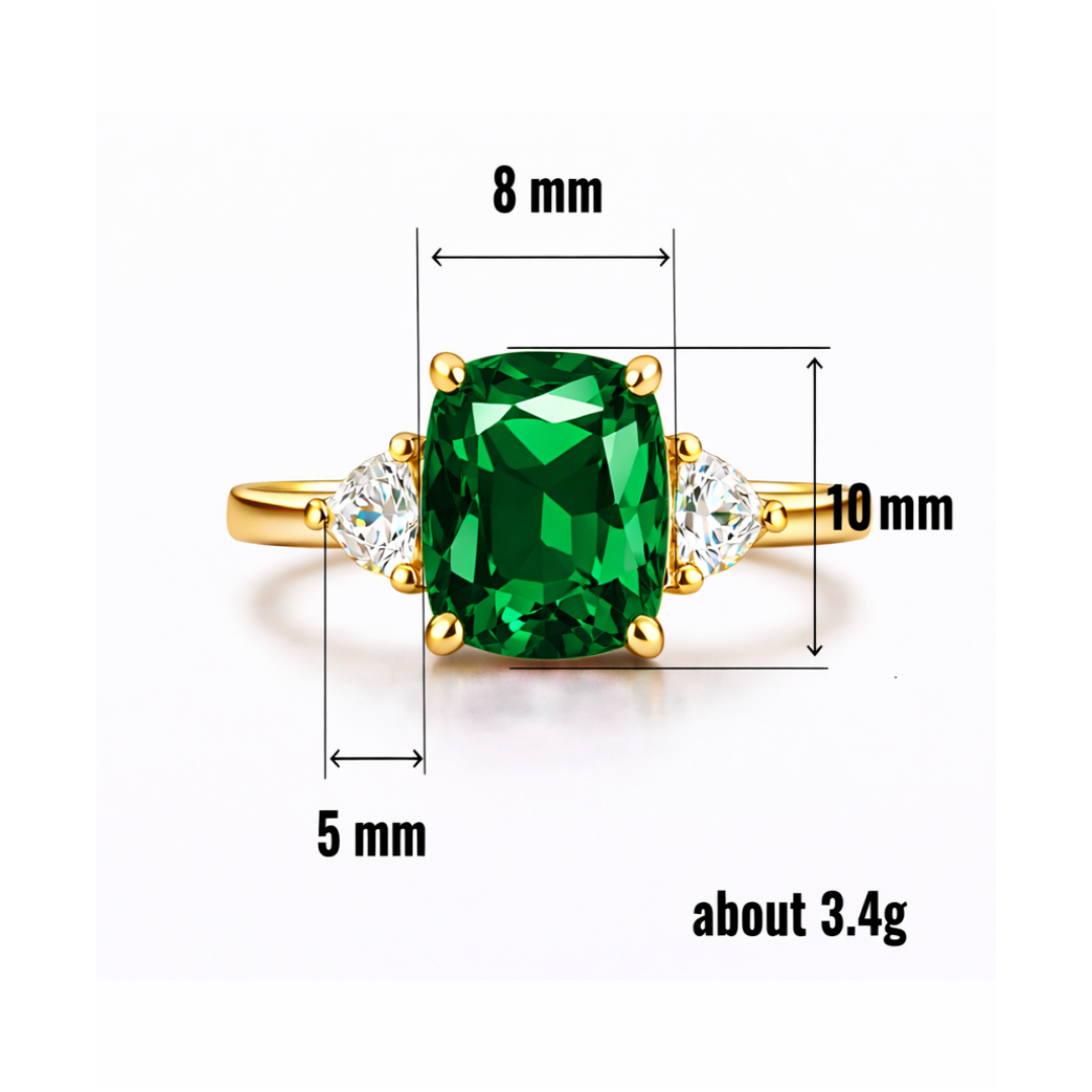 Women Gold Tone Cushion Cut Zircon Rings Green Blue Red Pink & FREE LED Gift Box # R228