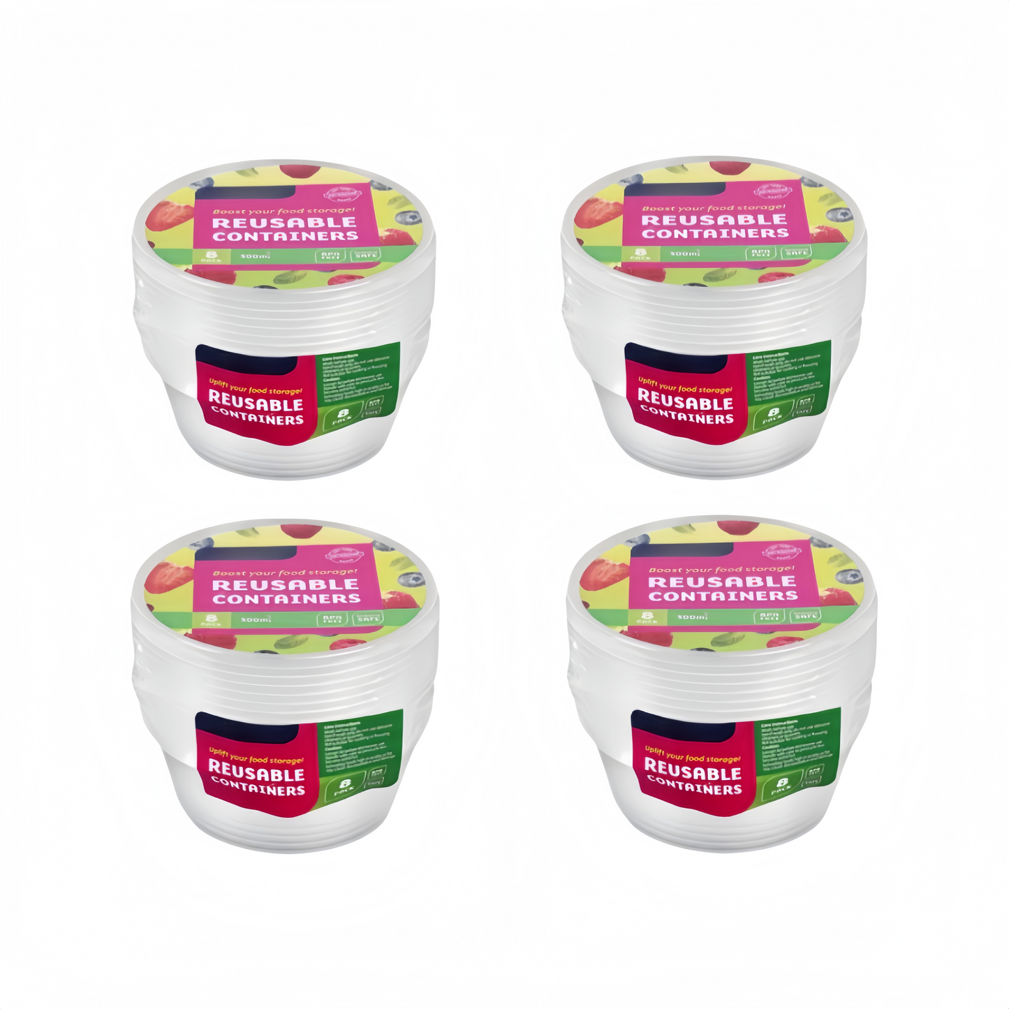 Round Reusable Food Container 300 / 700ml BPA Free Microwave Safe Takeaway with Lid # KIT 309597 / KIT 309603
