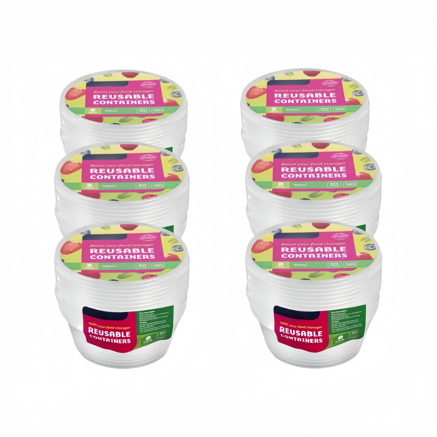 Round Reusable Food Container 300 / 700ml BPA Free Microwave Safe Takeaway with Lid # KIT 309597 / KIT 309603