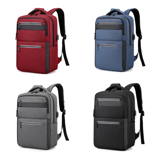 Unisex Waterproof Double Shoulder Backpack USB Sports Travel Bag Laptop Bag
