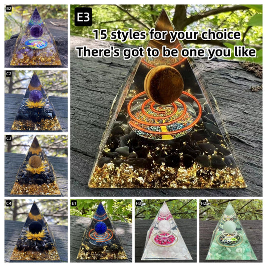 Crystal Stone Ornaments Pyramid Energy Healing Large Chakra Orgonite Decor Gifts