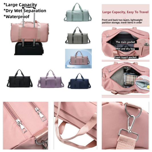 Large Capacity Dry Wet Separation Waterproof Sports Fitness Yoga Travel Bag