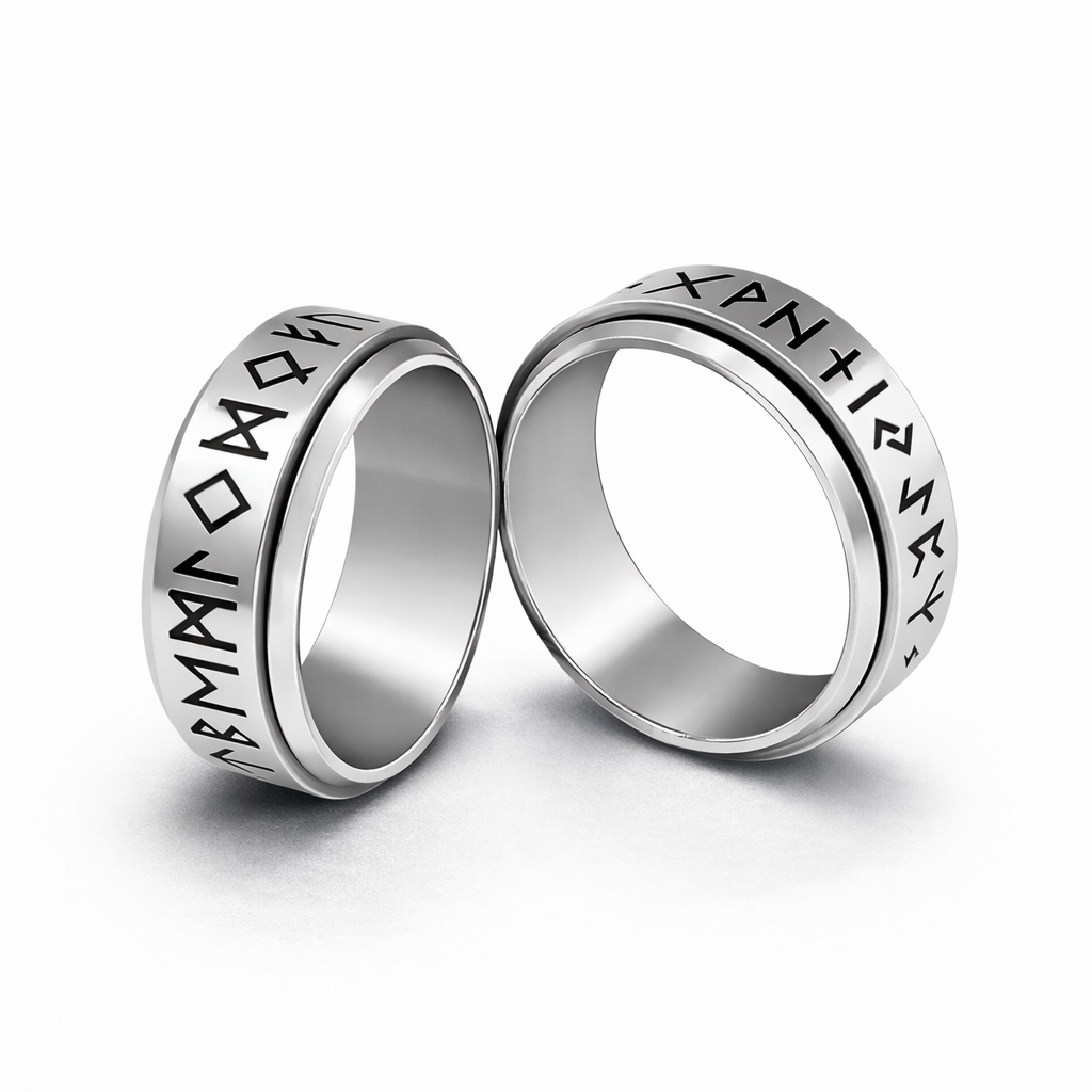 Viking Nordic Rune Spinner Ring Rotating Fidget Anxiety Stress Relief Norse Band # R421