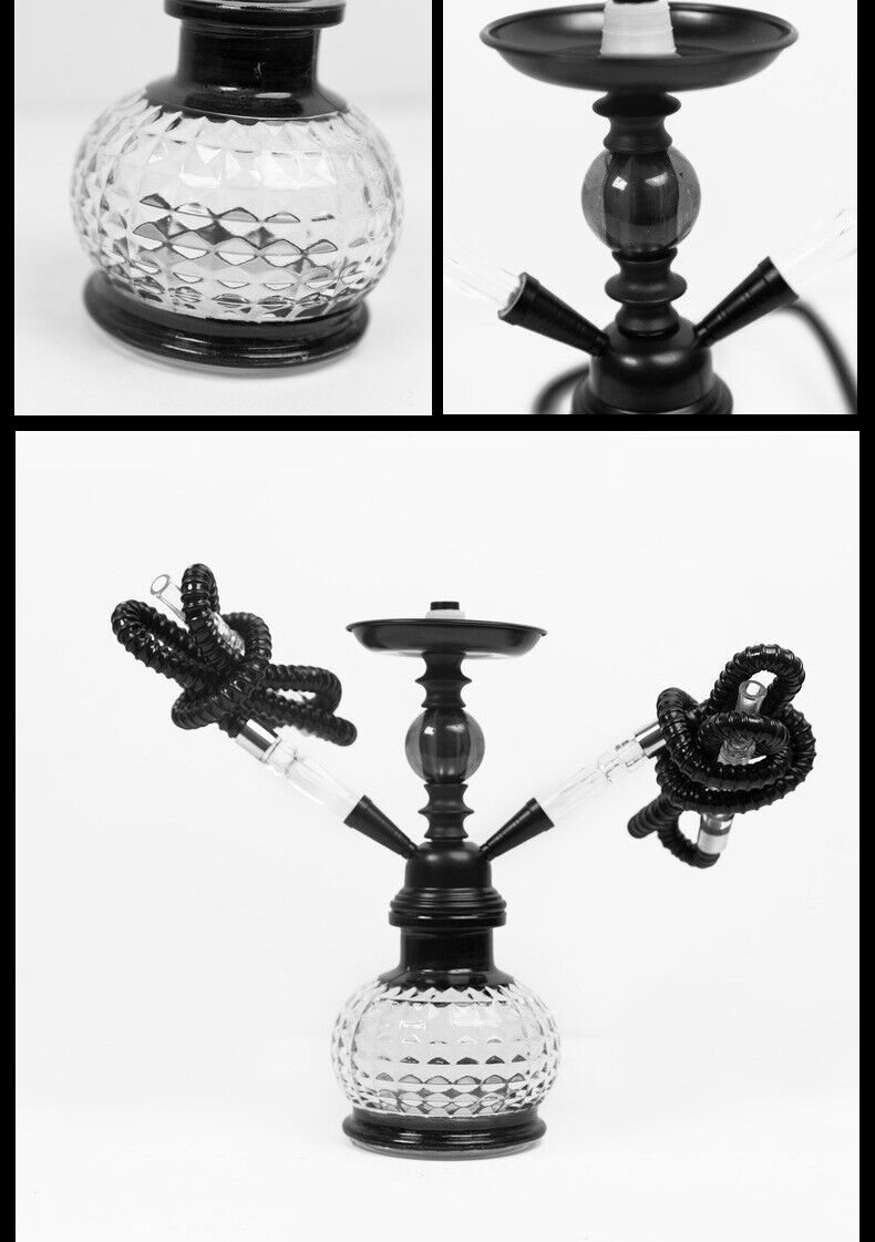 Traditional Gift Collectible 2 Hose Premium Shisha Hookah Complete Set Black