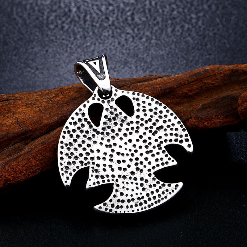 Cool Retro Punk Vintage Wolf Totem Valknut Pendant Biker Titanium Steel Necklace