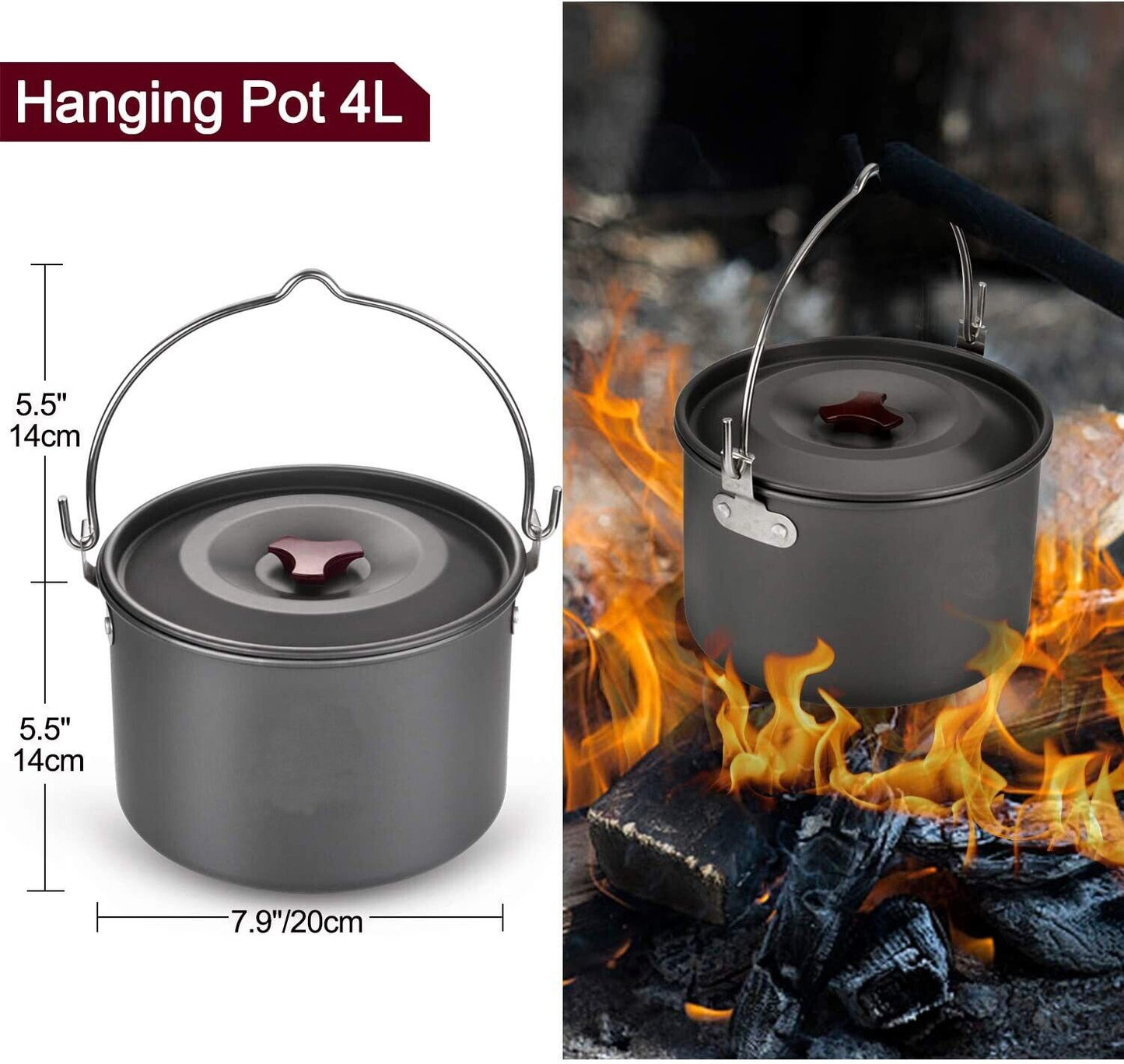 Outdoor Cup Plates Pan Burning Kettle Teapot Set Camping Cookware Picnic Tool