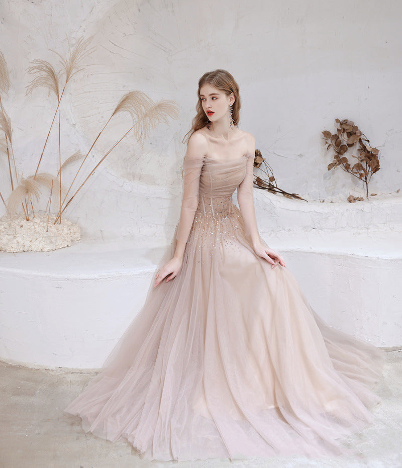 Women Formal Off the shoulder Wedding Dress Cold Shoulder Evening Dress