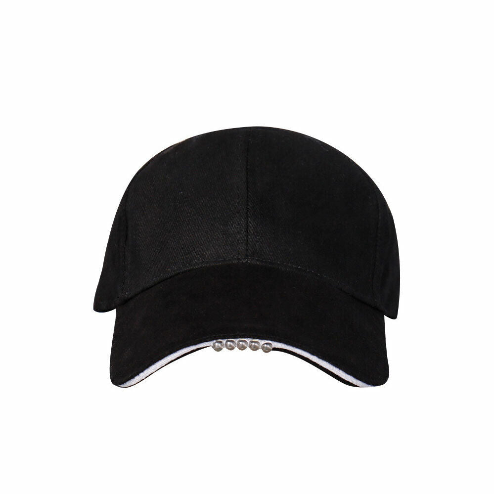 With 5LED Fishing Baseball Cap Outdoor Hiking Camping New Hot Light Hat Black