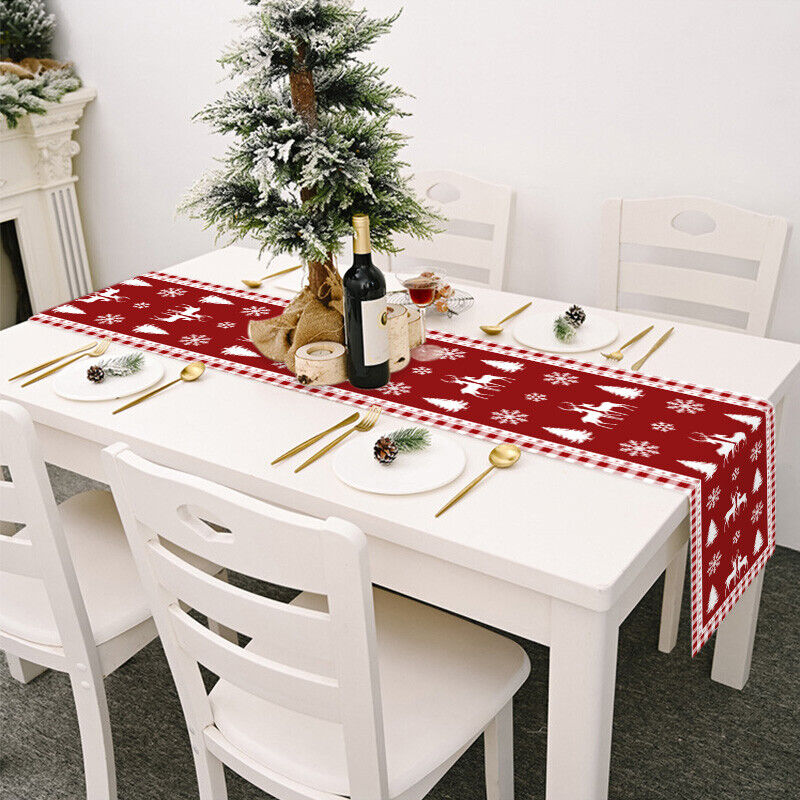 Christmas Tables Runner Tablecloth Home Dinning Table Flag Xmas Decor Cotton Lin
